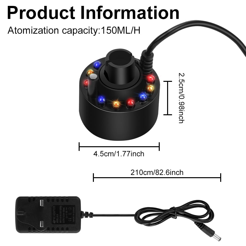 HOTUT Mini Mist Maker,LED Mist Fountain,Mister Fogger for Pond Decor, White - Image 2