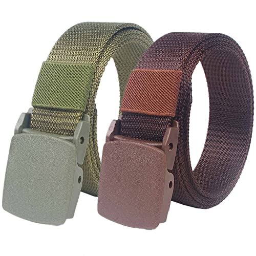 Belts Men Women, Heavy Duty Nylon Tactical Military Belt with Quick Release POM Buckle, 3cm Wide 110 - 170cm Length, 2 Pack