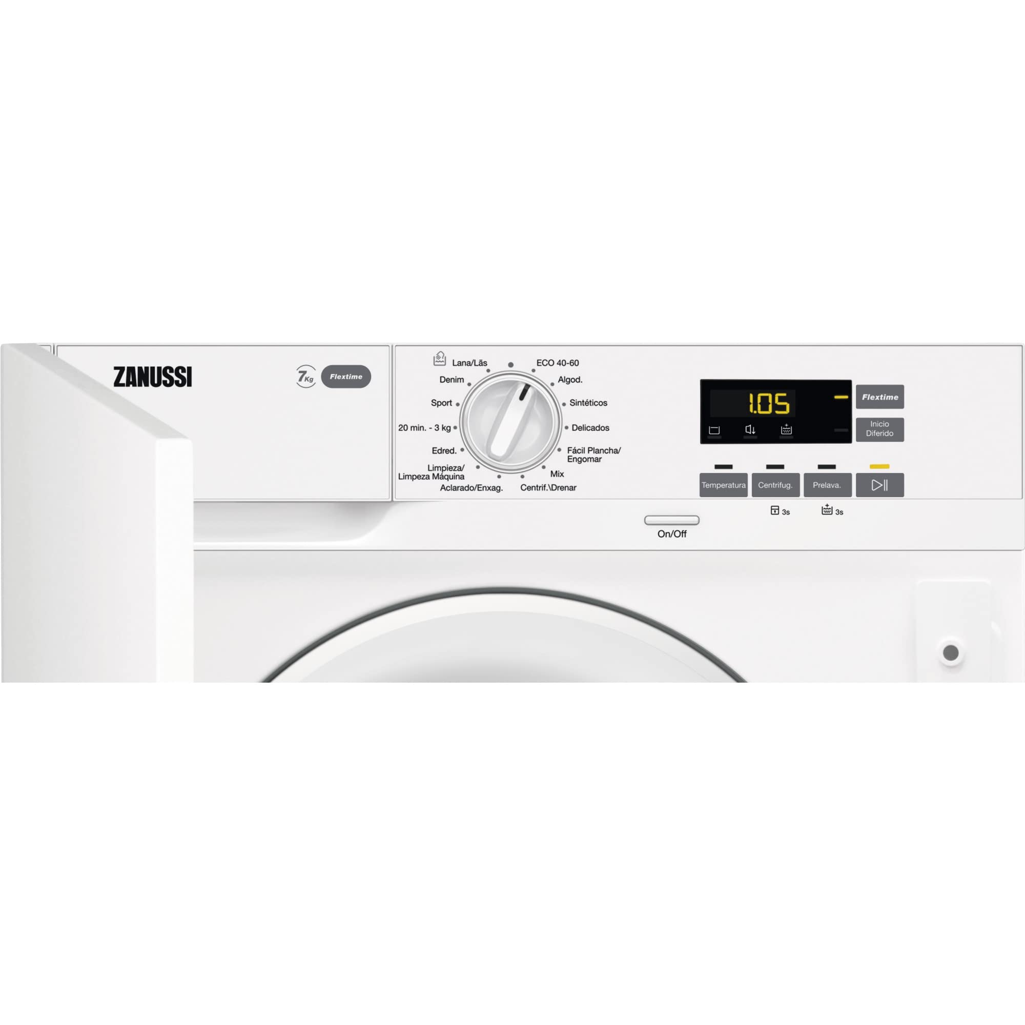 Zanussi ZWI712UDWA Lavadora Integrable, Carga Frontal, 7 Kg / 1200 rpm, Programa AutoAdjust, Display XL, Inicio diferido, Programa Rápido, Silenciosa, Blanco, Clase D