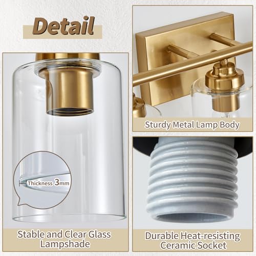 Image of SKEJAO Bathroom Vanity Light Over Mirror,Bathroom Light Fixture Wall Sconce Lighting for Bedroom,Living Room (Gold, 6-Light)