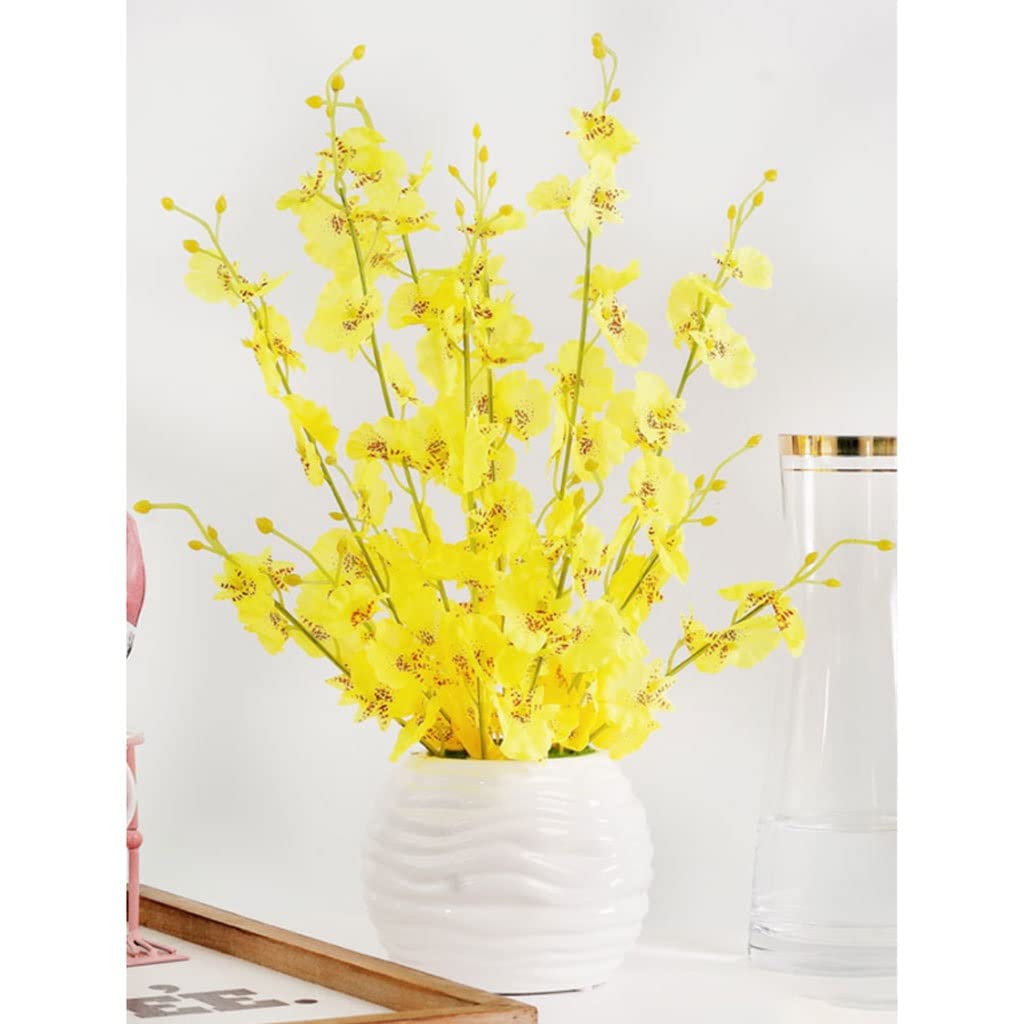 Künstliche Blumen Seide Tuch Künstliche Blume 3 Bündel Tanzen Orchidee mit Vase Hochzeit Dekoration Blumenstrauß Getrocknete Blumen Set Künstliche Blumen wie Echt