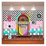 Back to 50's Sock Hop Photography Background Back to 1950s Soda Shop Photo Backdrops Rock Roll Party 50s Retro Diner Time Rock Roll Classic Party Decoration Banner 8x6ft