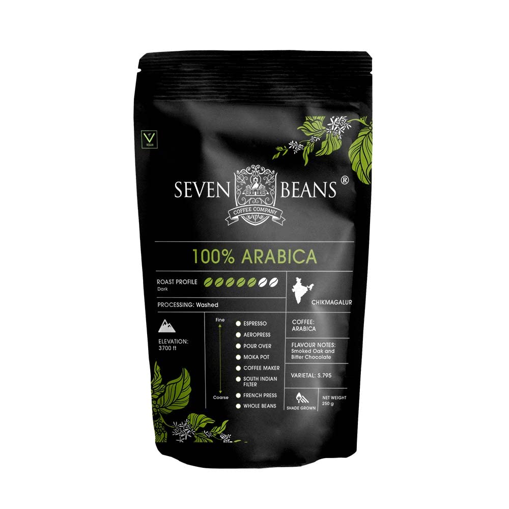 Seven Beans Coffee Companys "100% Arabica" |Dark Roast| Single Origin |Gourmet Indian Coffee - 250 g (Moka Pot Grind) (B07NBRCJ9D) Amazon Price History, Amazon Price Tracker