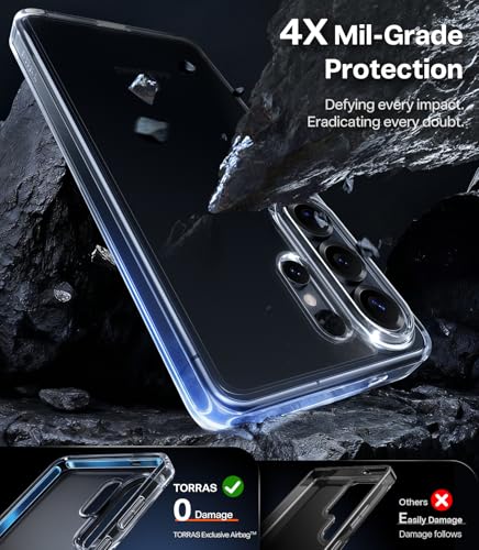 Image of TORRAS for Samsung Galaxy S26 Ultra Case Clear, [2026 Upgraded Non-Yellowing] [12FT Military-Grade Protection] Transparent Slim Case for Samsung S26 Ultra Case Thin, Diamond Clear, Hard, 6.9 inch