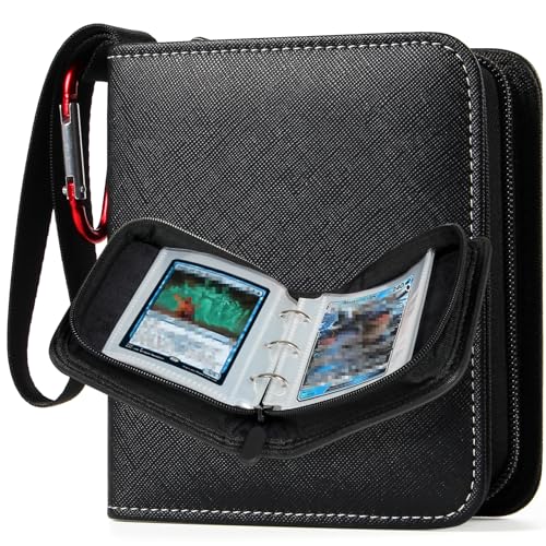GEAoffice 1 Pocket Card Binder Mini Size, Super Lightweight Small Collectible Trading Card Albums for 80 Cards, 1 Pocket Top Loading Binder for TCG, MTG, Yugioh, Black