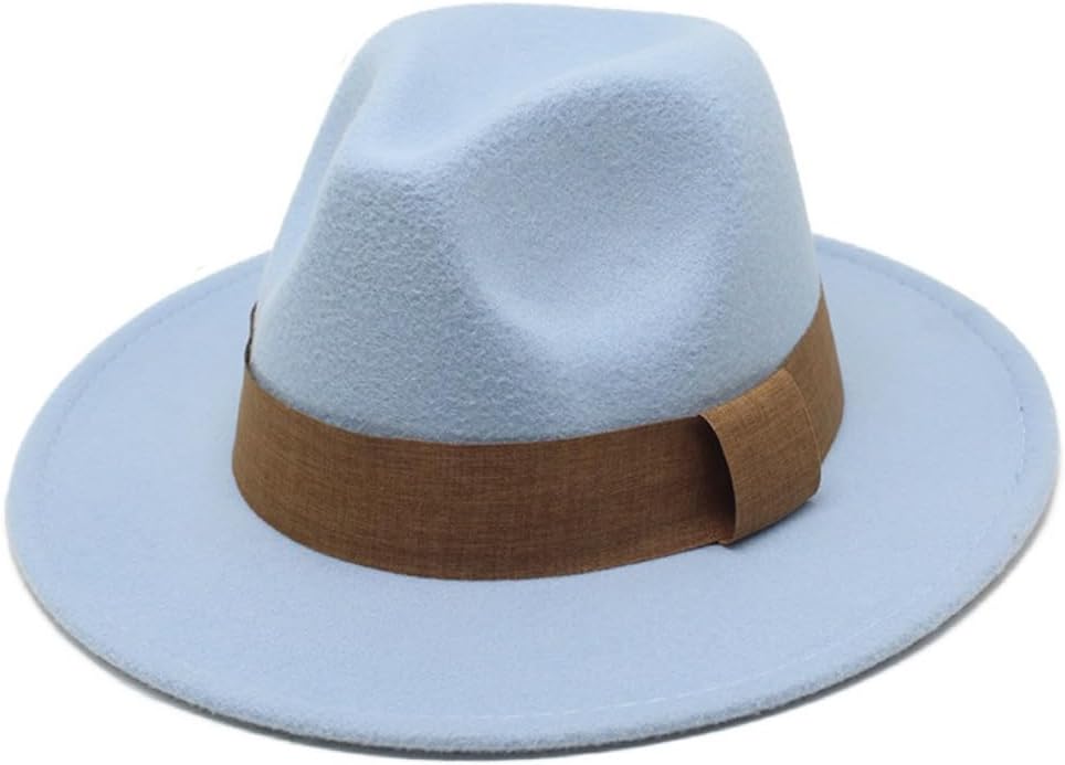 Classic Wool Fedora Hat, Brown with Tan Band