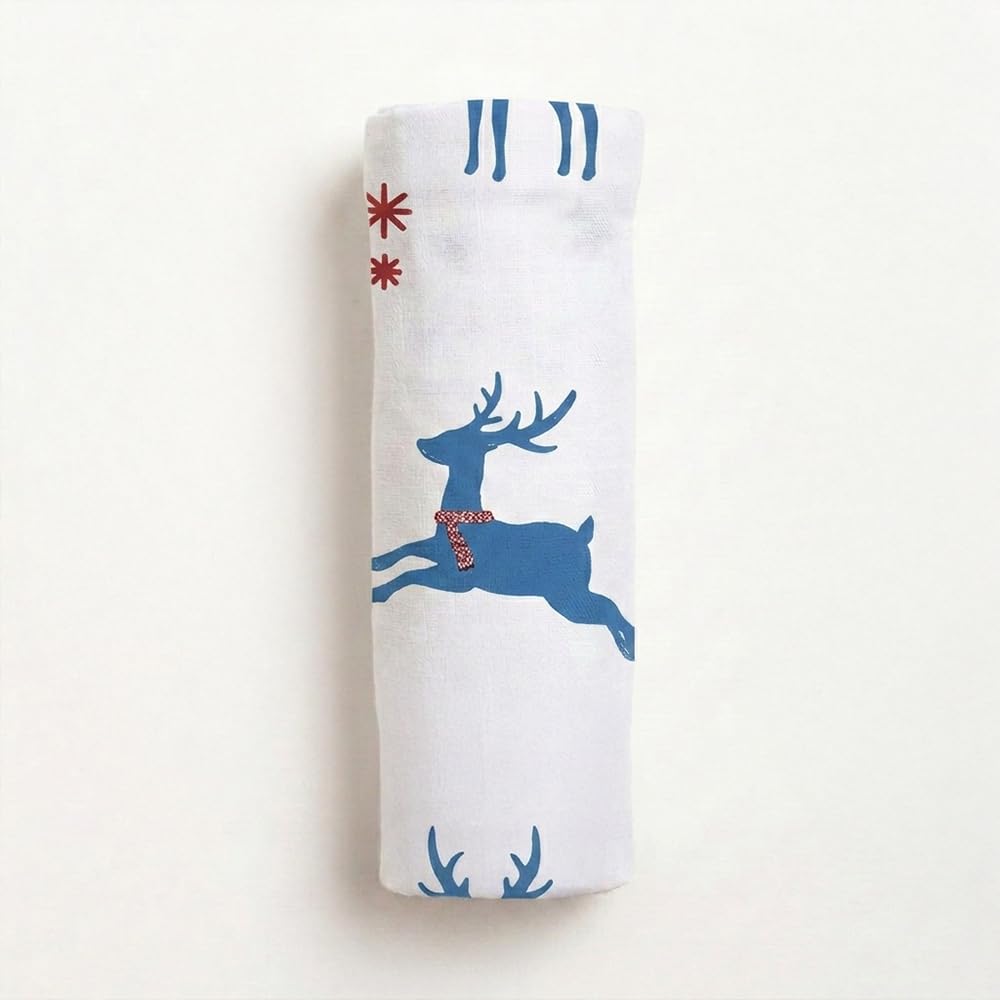 Kridlo 3-in-1 Baby Sleeping Bag & Carry Nest Combo - Blue Daisy, Unisex + 100% Cotton Swaddle Wrap, Teal Dancing Deer 0-3 Months - Breathable & Skin-Friendly Newborn Bedding Set 1