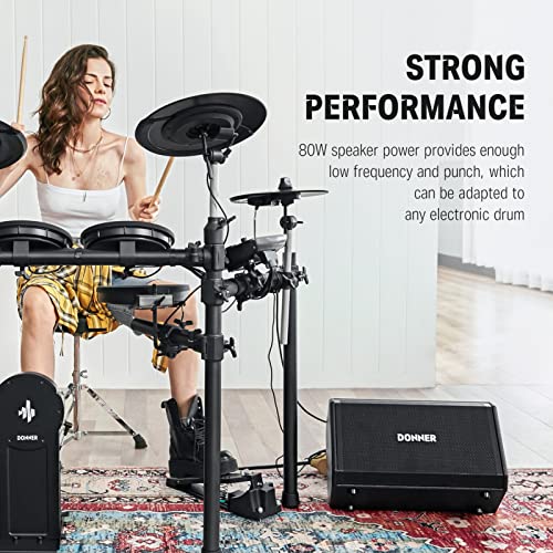 Donner DED-200 MAX Electronic Drum Set with Industry Standard Mesh Heads and Donner Electric Drum AMP, 80-Watt Wireless Electronic Drum Amplifier Professional DDA-80 - image 7