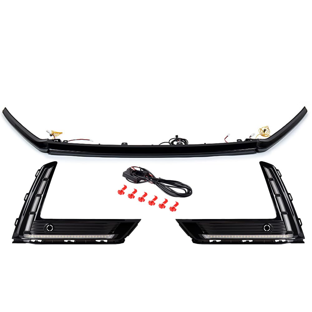 Astra Depot Front Grille 60W LED DRL + Pair of 80W LED Daytime Running Lights (Left + Right) with Integrated Turn Signal Lamps (2pcs) and Circuit Driver 2023-2024 Honda CR-V CRV