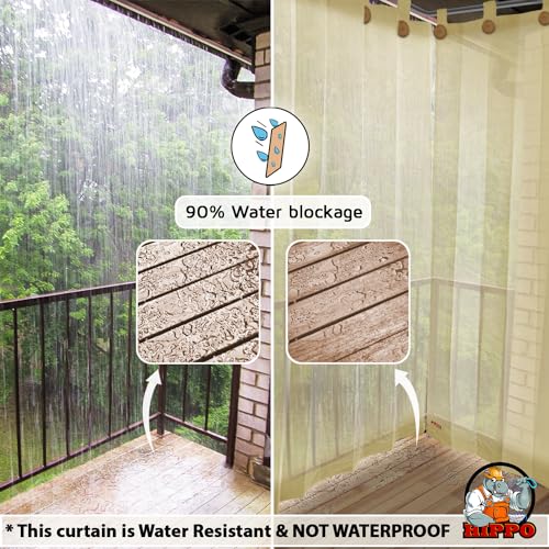Image of HIPPO 180 GSM HDPE Outdoor Loop Curtain for Balcony & Patio Sun Blocking, UV Protection & Light-Filtering Curtains(Ivory-Glow- 3FTX9FT) Pack of 2