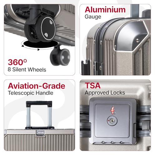 Image of Vertica Hard PC Luggage, Set of 2, Cabin and Medium Size, 100% Polycarbonate, Lightweight and Durable, Silent Wheels, Anti-Theft with Aluminium Frame, and 2 TSA Approved Locks, Granite Haze