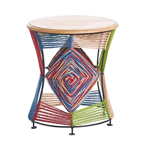 Telephone Table, Small Round Side Table,Coffee Table,Telephone Side Table,Hand Made,Sofa Side Table,Solid Cotton Line Side Table,2 Colors(Color:A,Size:15.7418.11in)