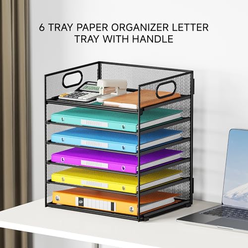 VITVITI Desk Organizer and Office Accessories, 6 Tier Paper Letter Tray Organizer with Handle - Image 3