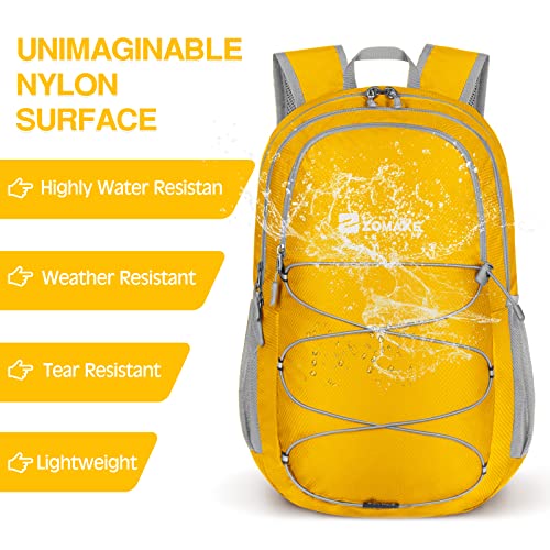 Zomake 28L Packable Backpack:lightweight Hiking Backpacks - Foldable Water Resistant Back Pack For Travel Camping Outdoor Hiking Day Pack (Yellow) #TOP3