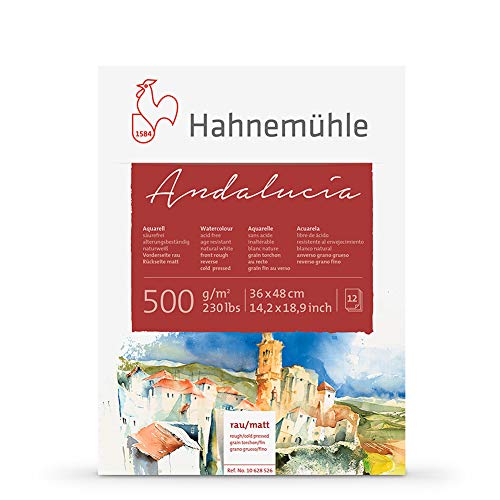 Papel acuarela Hahnemühle Andalucía rugoso 500g bloc 12 hojas