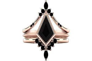 1 CT Kite Cut Black Diamond Bridal Engagement Ring Set for Women