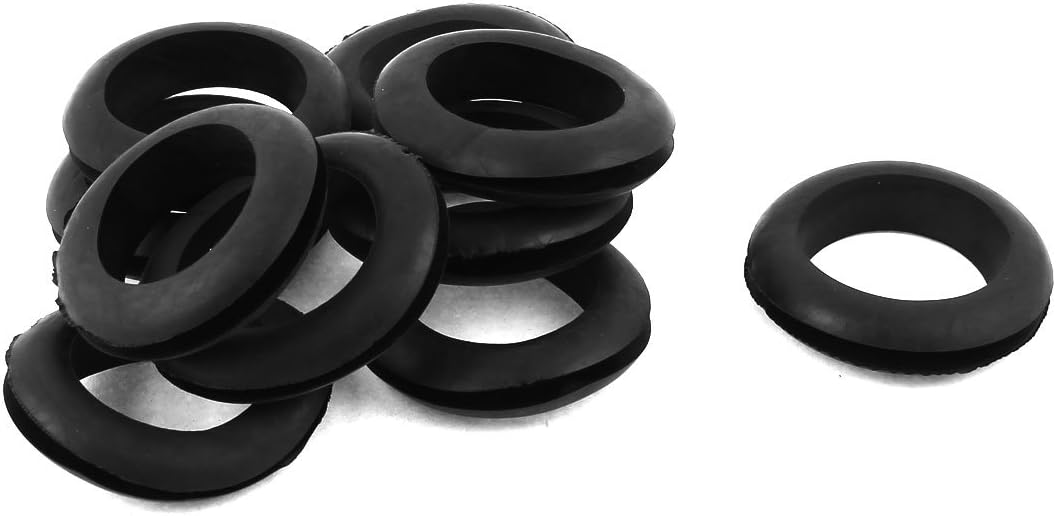 sourcing map 10 Pcs Black Rubber 35mm Open Hole Ring Dual Side Cable Wiring Grommet