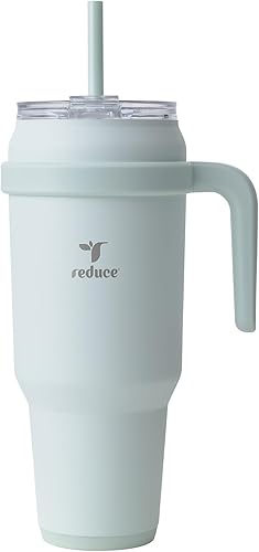 Reduce Vaso Térmico de Acero Inoxidable de 50 oz con Asa - Taza de Viaje con Aislamiento al Vacío de Doble Pared, Tapa Anti-Sudor y Pajita