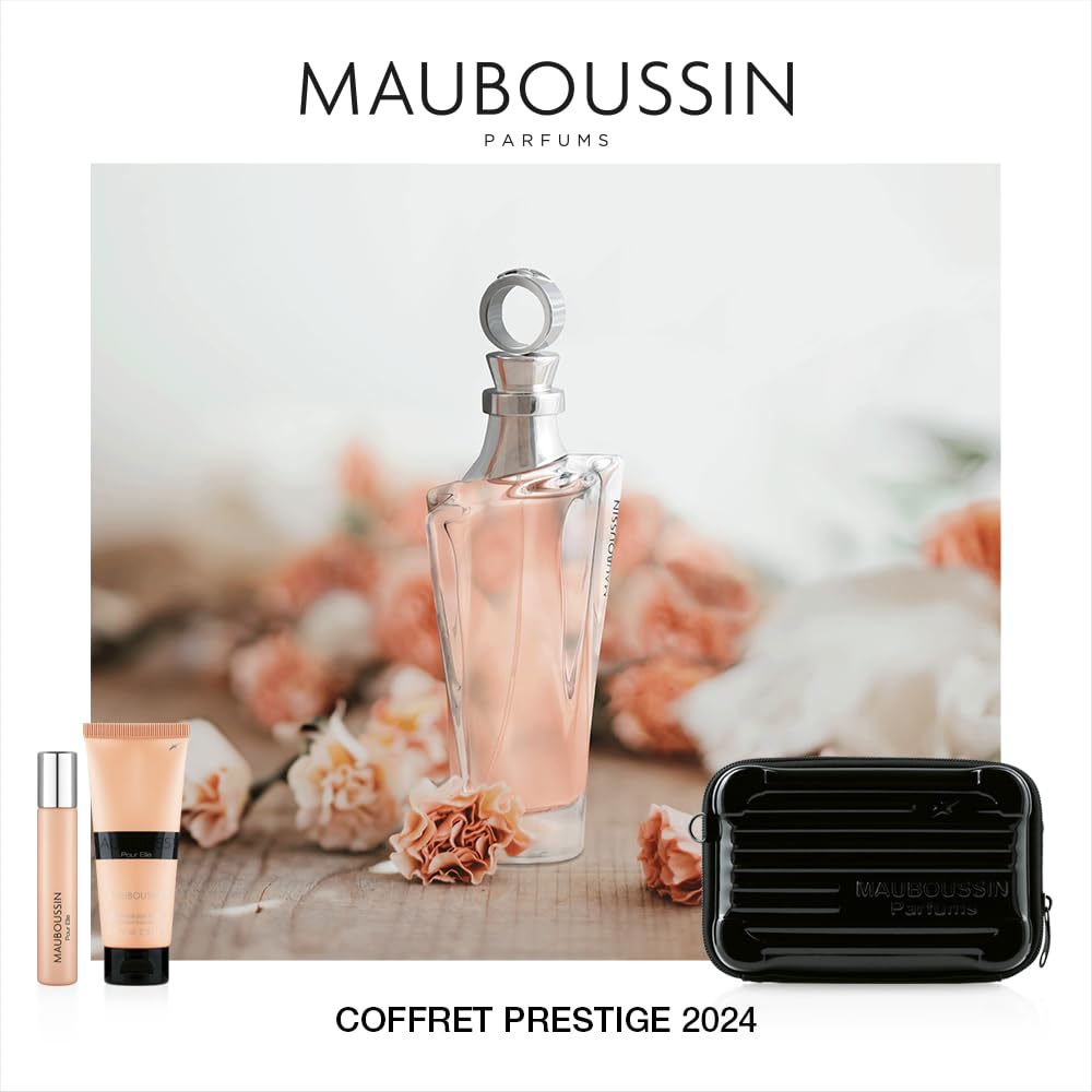 Mauboussin - Coffret Prestige 2024 Pour Elle : Eau de Parfum 100ml, Lait Corps 75ml, Travel Spray 20ml & Sac Bandoulière