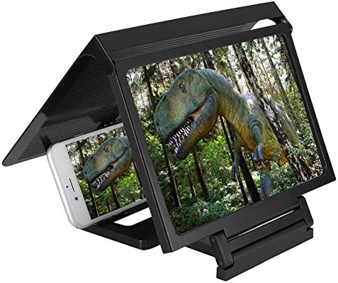 Zerone Screen Magnifier, Mobile Phone Vedio Magnifier 3D Video HD Magnifier Bracket Enlarge Screen (Black)