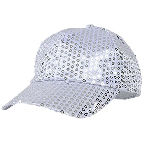 Braceus Glitter Sequins Baseball Caps Snapback Hats Party Outdoor Adjustable Hat for Women Men (Silver) Cover