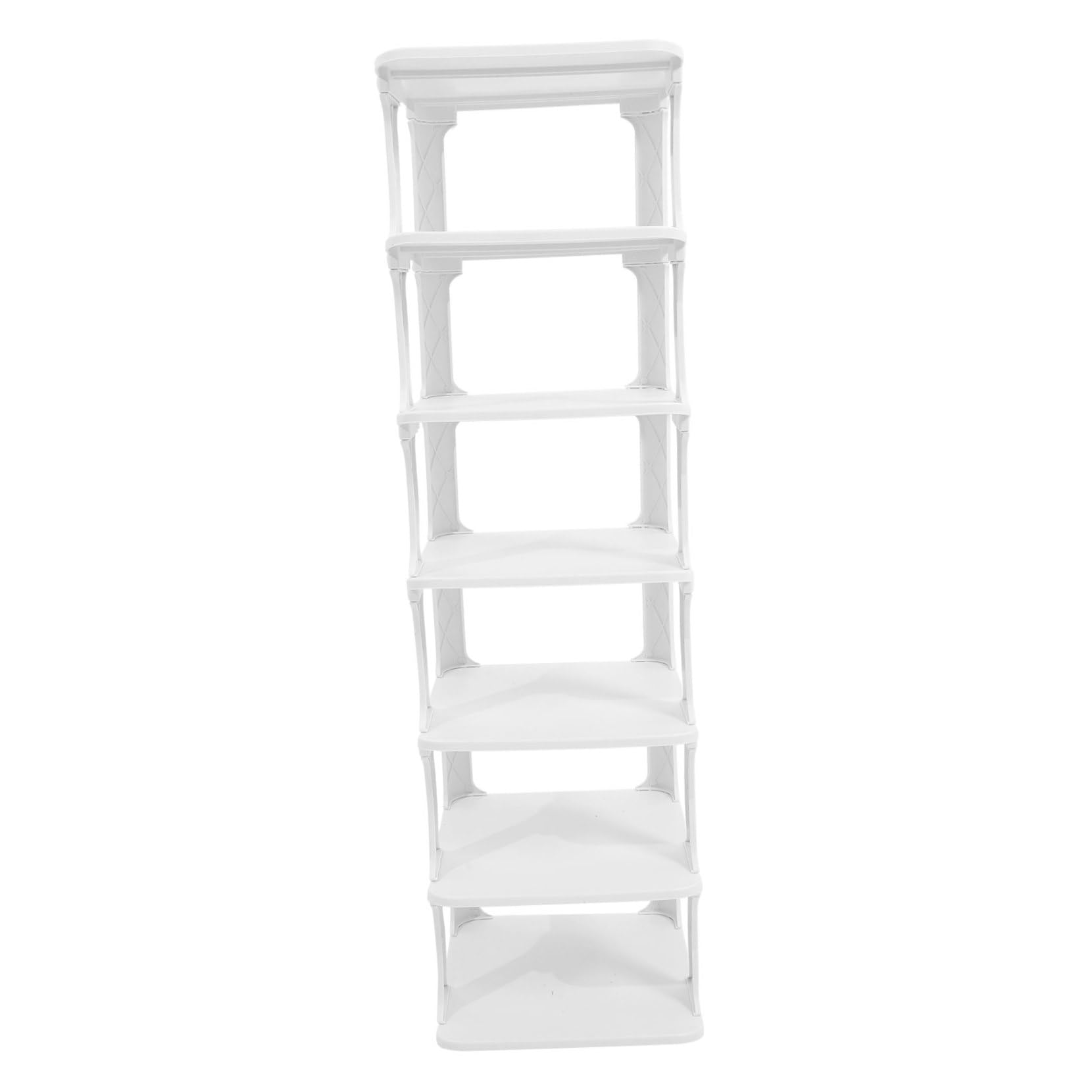 Scaffale per Scarpe a 7 Livelli Bianco in Plastico, Stretto
