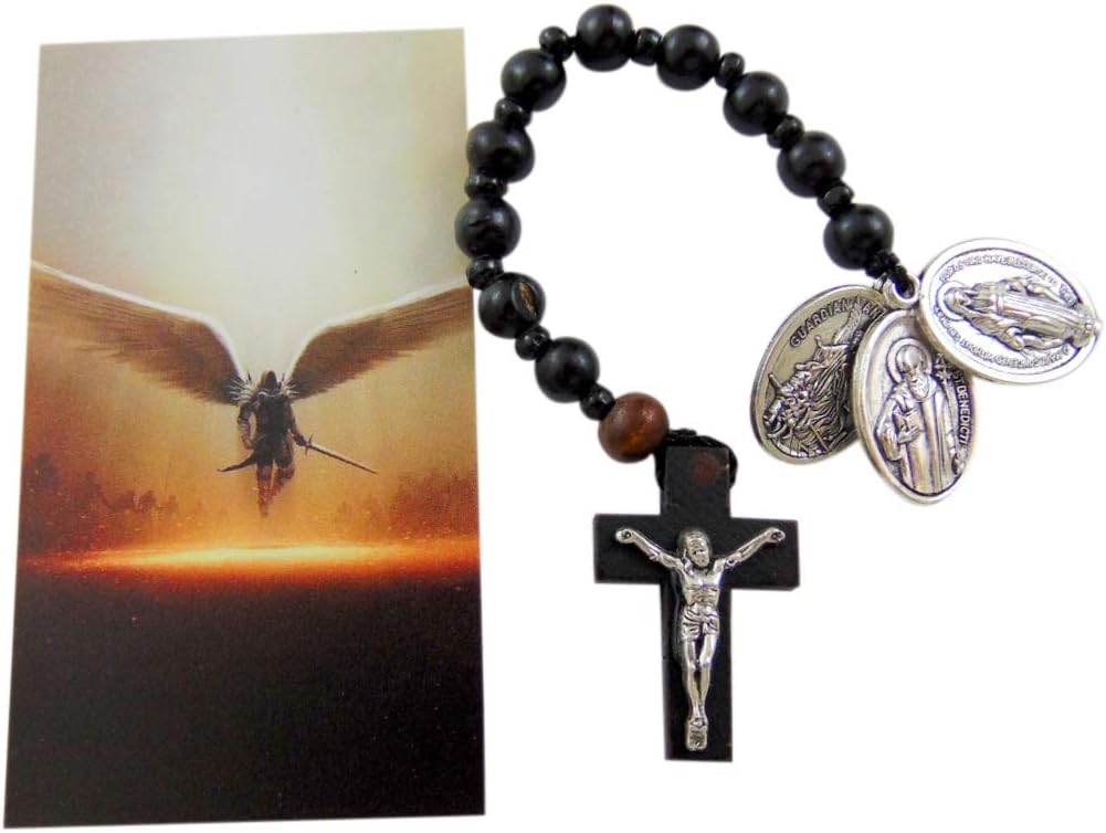 Westmon Works St Michael Wooden Pocket Rosary Saint Gift Set with Holy Prayer Card - Image 2