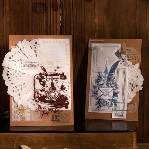 Miyouluna 120PCS Vintage PET Sticker Set, Retro Line Art Collage with Clocks Books Flowers for Scrapbook Journal Junk Journal DIY by MiyouLuna - Image 7