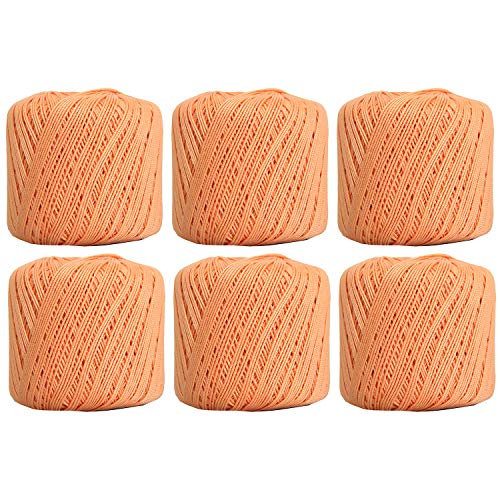 Image of ThreadArt 100% Cotton Crochet Thread Size 3, 6 Ball Pack, Apricot 17 | Soft pure cotton crochet thread for lace, doilies, amigurumi and crafts. Smooth finish with crisp stitch definition.