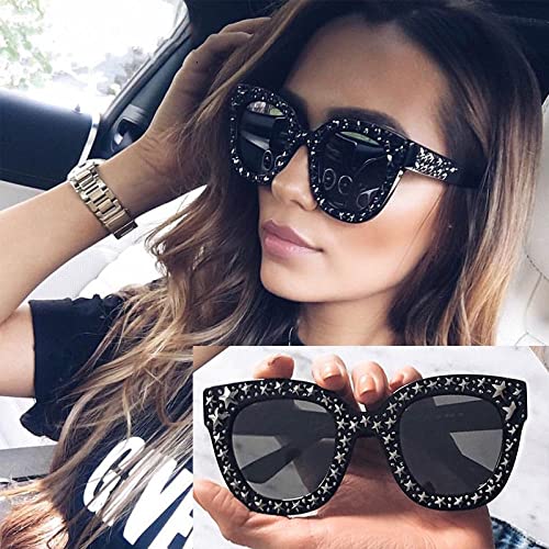 Shiny Many Stars Sunglasses Women Glasses Designer Fashion Cat Eye Female Shades UV Protection4