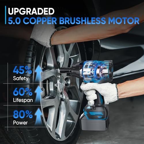 18V Brushless Impact Wrench, 1800N.m High Torque, 7200RPM, 1/2 inch 3-Speed Cordless Impact Gun, Easily Removes Bolts on Cars, Trucks, and Tractors, 1 Battery, 1 Charger and 1 Carry Box, for Car Home - Image 4