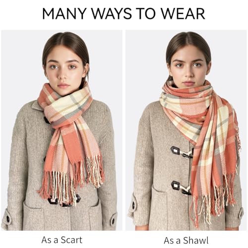 Winter Scarf for Women Warm Soft Plaid Scarves Fall Cashmere Feel Large Long Blanket Scarf Shawls and Wraps4
