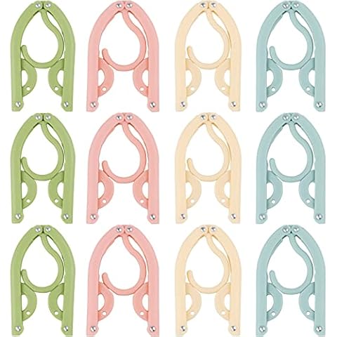Zivisk 12 Pcs Travel Hangers Plastic Folding Hangers Portable Clothes Hangers Foldable, Non-Slip, Lightweight for Holiday Camping and Home Travel Cover