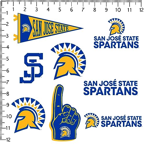 Image of San Jose State University 8ct Vinyl Large Deluxe Stickers Variety Pack - Laptop, Water Bottle, Scrapbooking, Tablet, Skateboard, Indoor /Outdoor - Set of 8