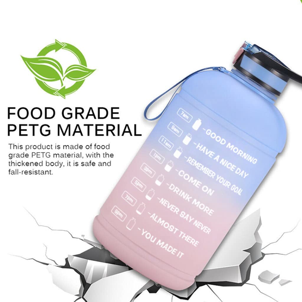 Bottiglia d'Acqua Grande capacità Bottiglia Motivazionale di Acqua Motivazionale 64oz con marcatore di Tempo e Paglia, brocca d'Acqua per Palestra e Sport all'aperto Sport Acqua brocca