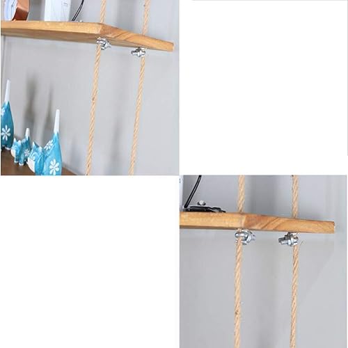 Miniatura 5 de PIBM Elegant Simplicity - Estante flotante montado en la pared estantes de cuerda de cáñamo madera maciza metal de hierro estantería de arte para