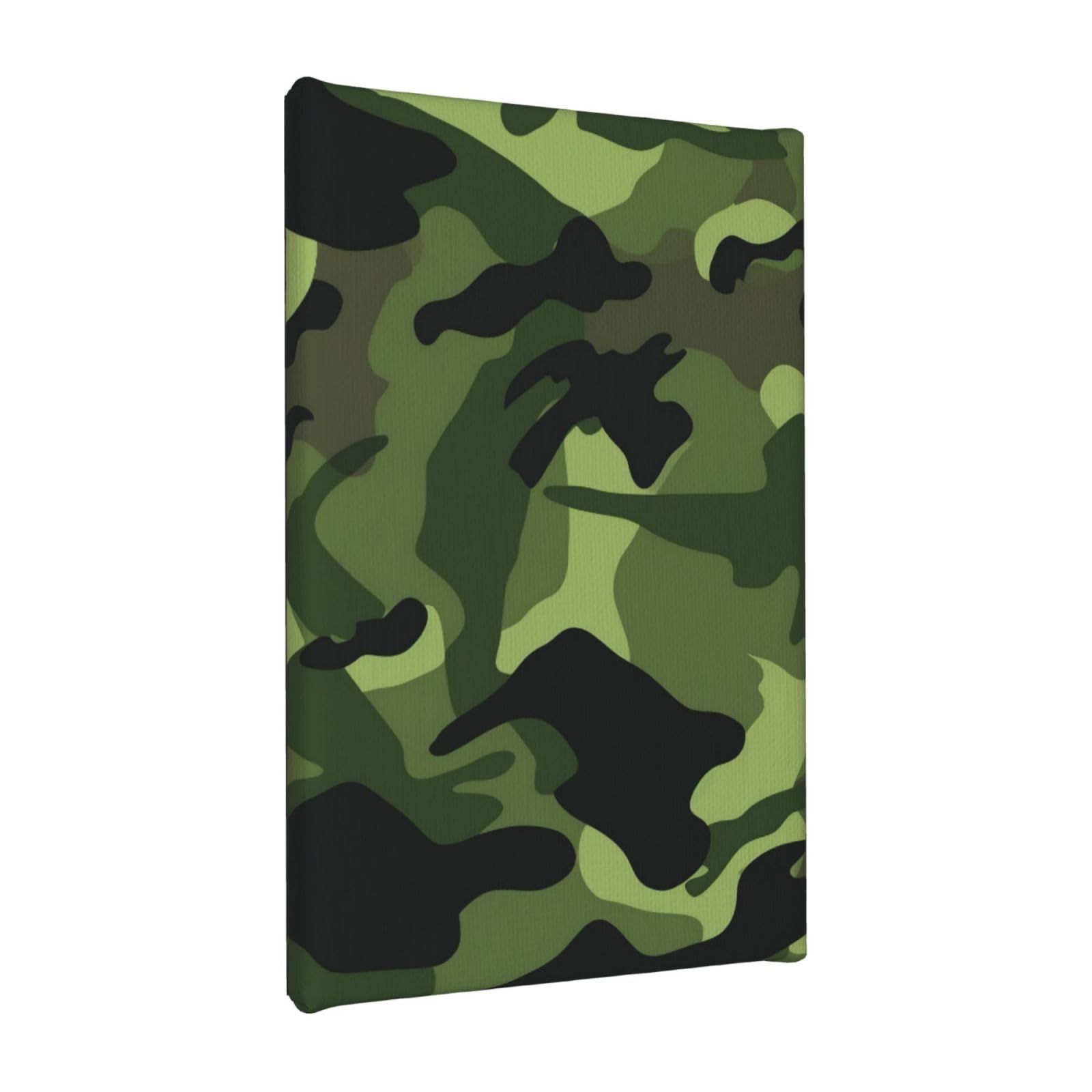 YKLJG Camouflage Green Printed Wall Art Canvas Painting 20x30 CM Wooden Framed Picture Painting Artwork Prints for Bedroom Kitchen Home Office Decor