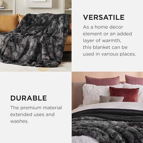 Bedsure USA9A2BB1TH Soft Tie Dye Black Throw Blanket For Couch, Fluffy Fuzzy Blankets & Throws For Bed thumb #3