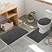 TREETONE Chenille Bath Mat 3 Piece Bathroom Rugs Set, 20x20 Inches U-Shape Contoured Toilet Mat & 20x32 Inches Rug & Lid Cover, Soft Water Absorbent Rugs for Tub Shower & Bath Room - Charcoal Gray