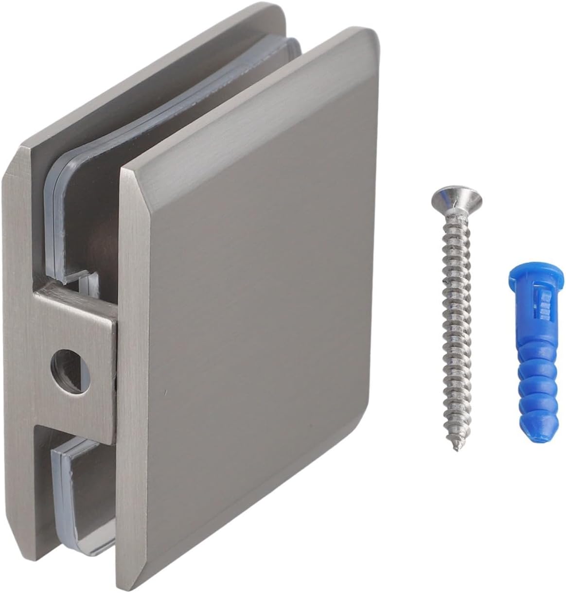 Brass Glass Clamp 8-12mm Tempered Glass, Square U-Clamp Fixed Panel Hardware Bathroom Shower Screen Door, Chrome Finish(Brushed)