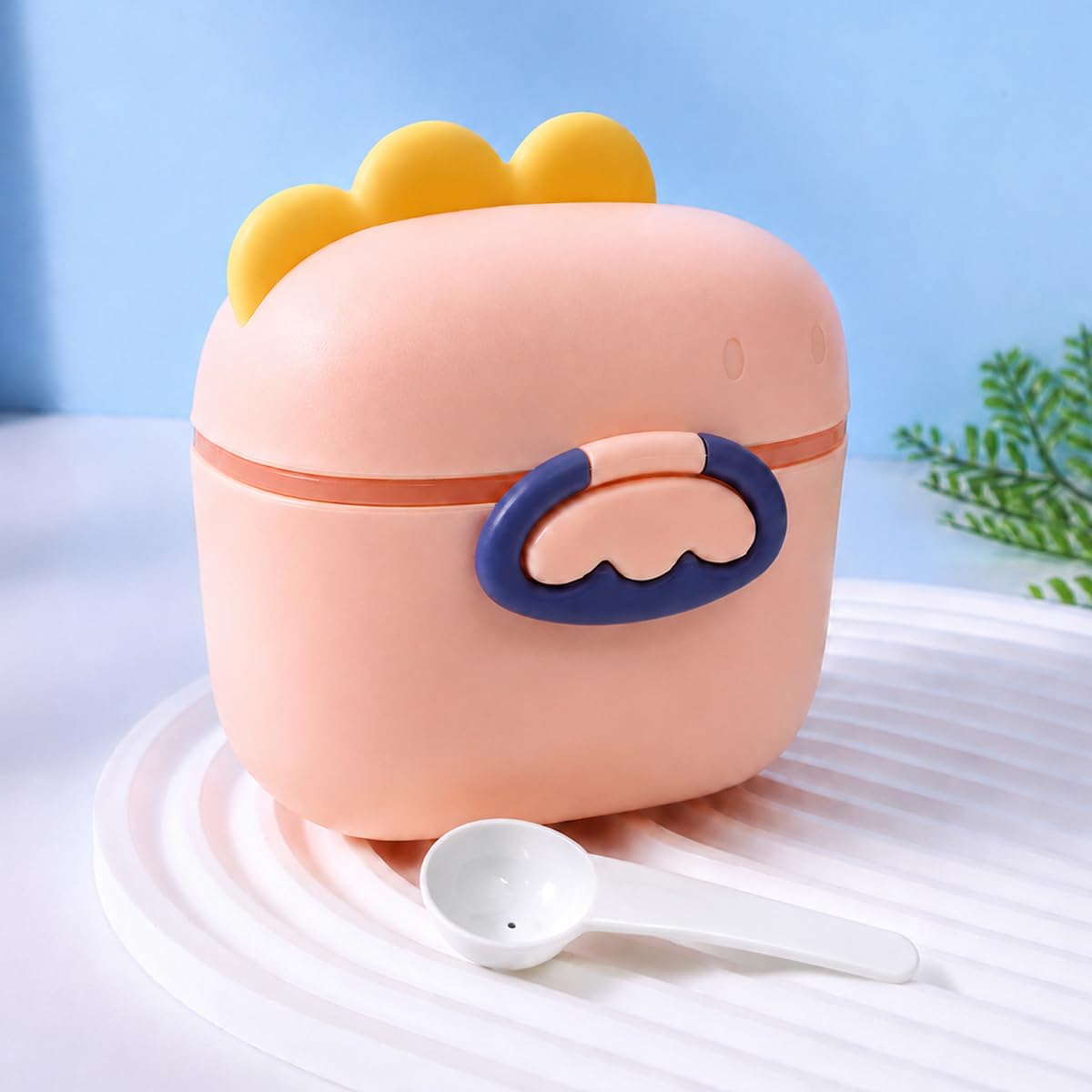 StarAndDaisy Formula Milk Container for Baby Milk Powder Container with Scoop Holder, Portable Formula Dispense, Airtight First Feed Baby Food Storage Container/Box for Travel 200 Grams (Bunny-Peach)-image-45