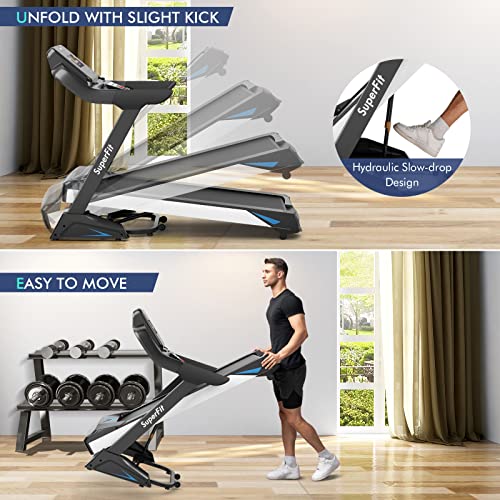 Image of GYMAX Folding Treadmill, 4.75HP Auto Incline Treadmill with LED Monitor, Blue Tooth Speaker, App Control, 20 Preset Programs & Pulse Grip, Foldable Running Walking Jogging Machine for Home Gym