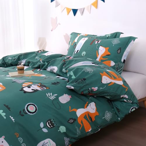 Jsd JSD-KDS-T-GREEN FOREST Green Forest Animal Kids Duvet Cover Set Twin Size thumb #5
