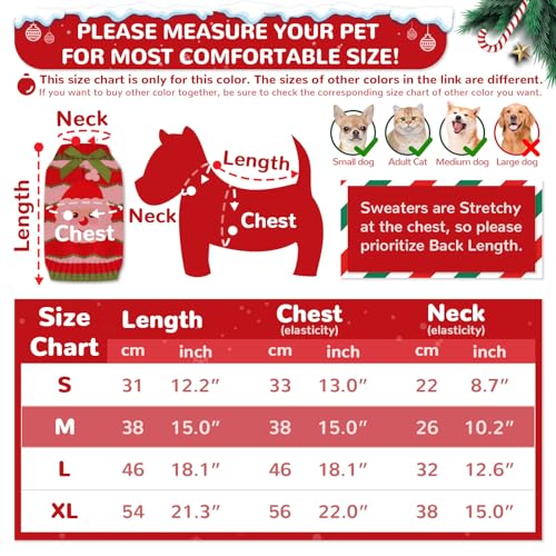 SKXEO Christmas Dog Sweater Dress with leash hole, Save pattern Xmas Ugly Pet Cat Puppy Jumpers For Small Medium Dogs Winter - Image 2