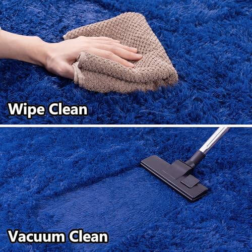 Navy Area Rug 8x10 - Super Soft Fluffy Rug for Living Room & Bedroom - Dark Blue Clearance
