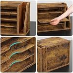 Creso hom Mail Sorter, Organisateur de fichiers Bureau, organisateur de bureau en bois avec 3 Tablettes réglables, Porte-poste pour bureau, Maison, Sorteuse de lettres Supports de fichiers pour enveloppes, Magazines de fournitures, Rustique Brown
