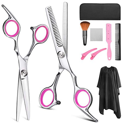 Preisvergleich Produktbild BAODANF Haarschere Set, Scharfe Friseurscheren, Perfekter Effilierschere Premium Haarschneideschere Licht Einseitiger Effilierer - Profi Friseur Schere Haare Friseurschere Haarschnitt Haarschneideset