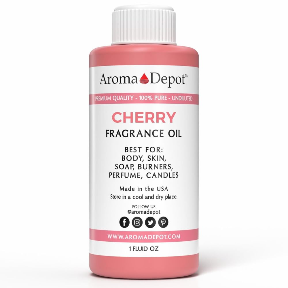 Aroma Depot 1 fl oz Cherry Fragrance Oil for Candles, Soap Making, Wax Melts, Diffusers, Body Oil Blends &amp; Incense