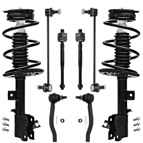 Image of Detroit Axle - 8pc Front Struts Kit for 2009 2010 2011 2012 2013 2014 Nissan Murano, 2 Struts with Coil Spring Assembly 2 Stabilizer Sway Bar Links 4 Inner Outer Tie Rods Replacement