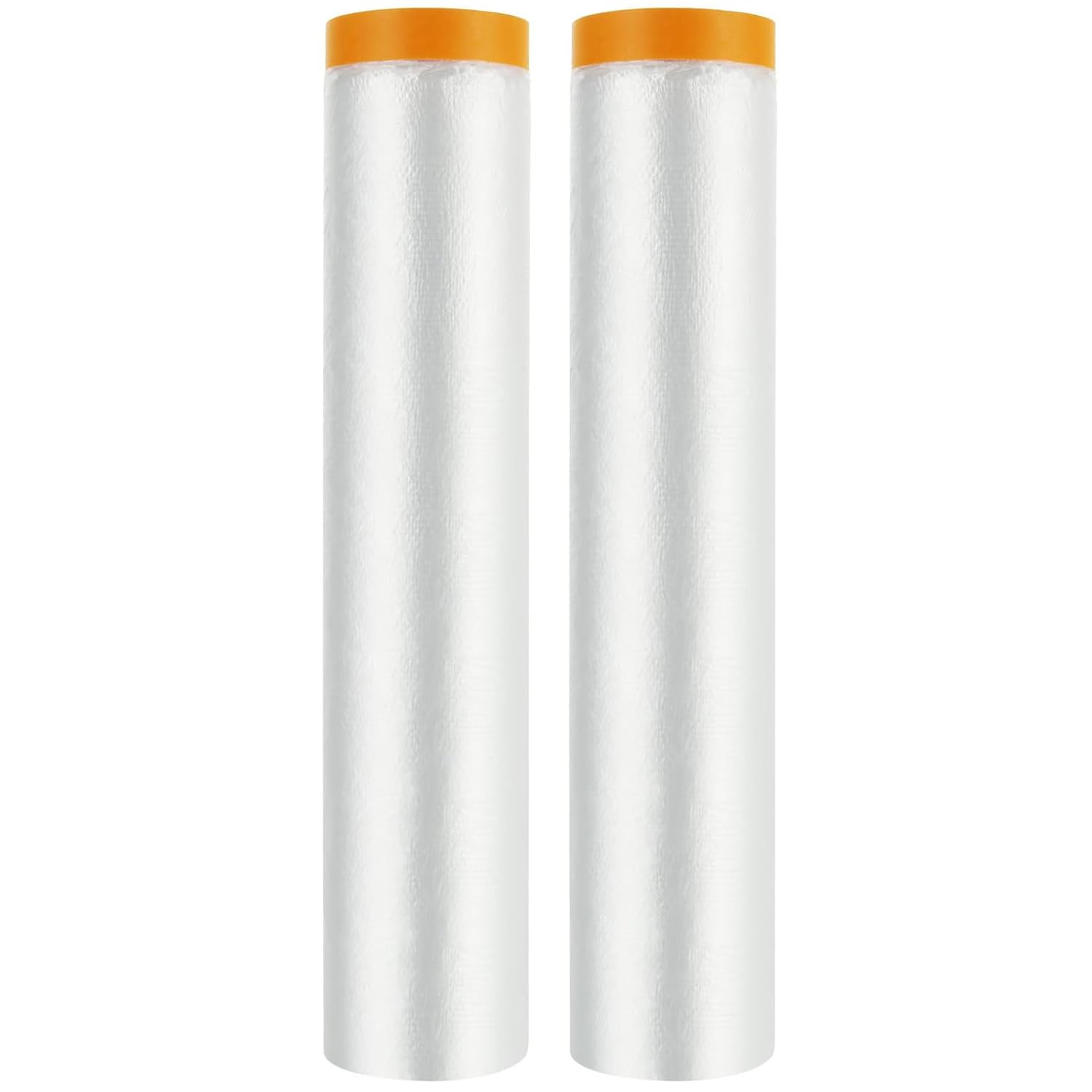 2-Pack Plastic Dust Sheet Rolls with Self-Adhesive Tape, 2M x 20M Drop Film Pre-Taped Masking Film, Plastic Dust Sheet Cloth for Painting Car Wall Furniture Windows Doors and Spraying Protection